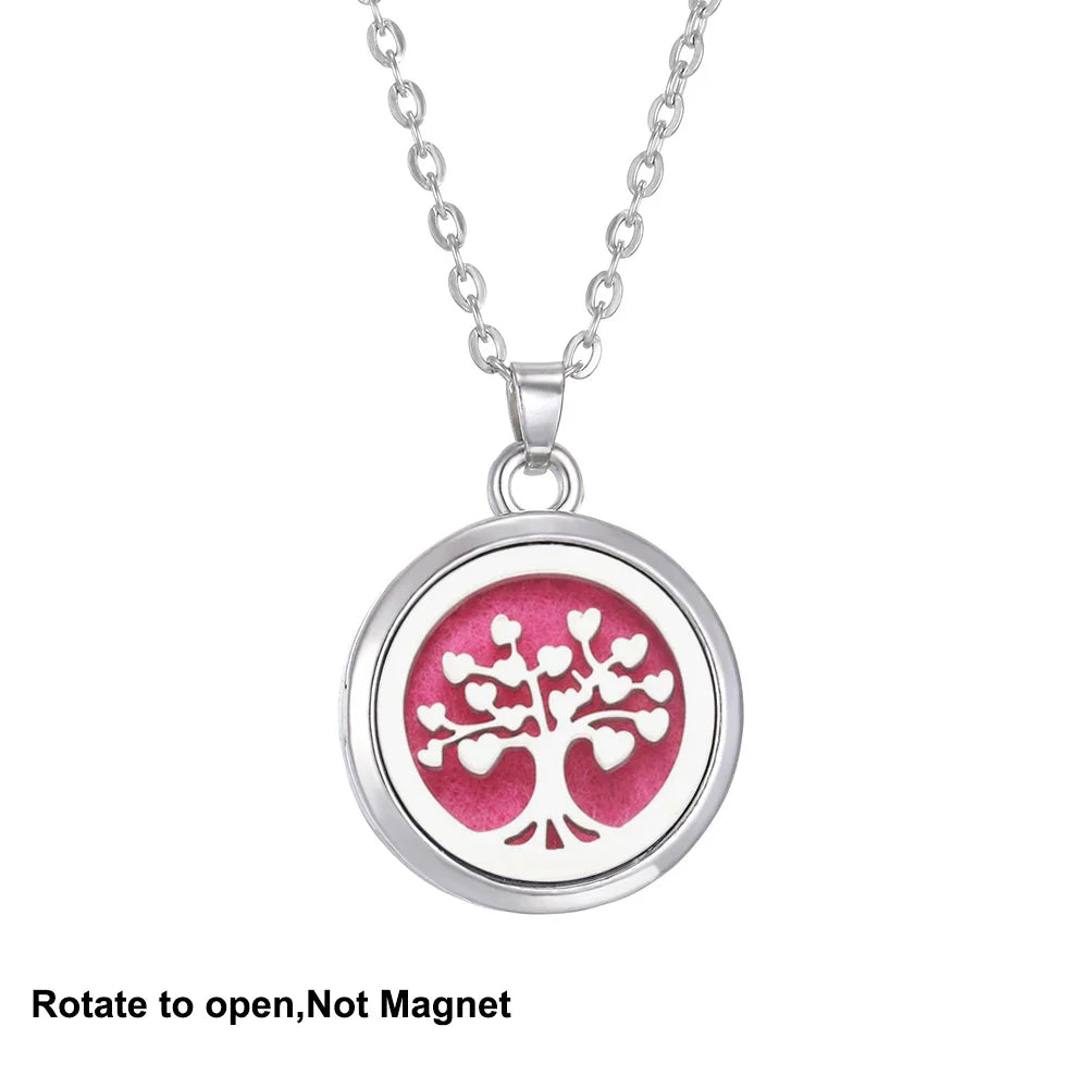 New Tree Of Life Aromatherapy Necklace Stainless Steel Essential Oil Diffuser Amulet Perfume Locket Pendant Women Jewelry Gift