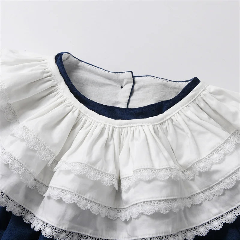 Clibeso Christmas Dresses for Girls 2024 Velvet Dress for Kids Girl Infants Long Sleeve Lace Collar Frock Children's Clothing
