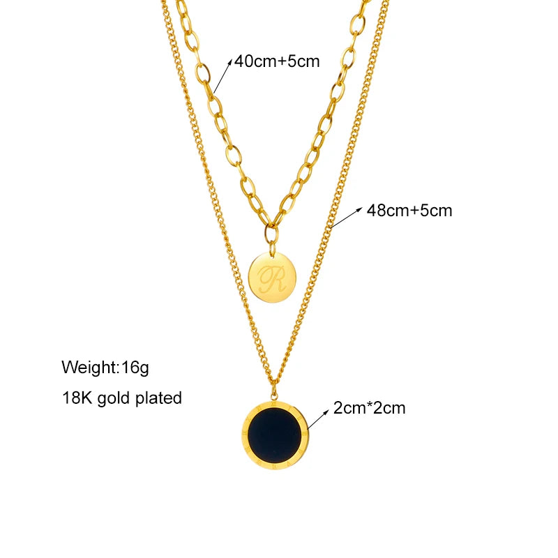 Stainless Steel Geometry Star Moon Butterfly Pendant Multilayer Chain Choker Necklace