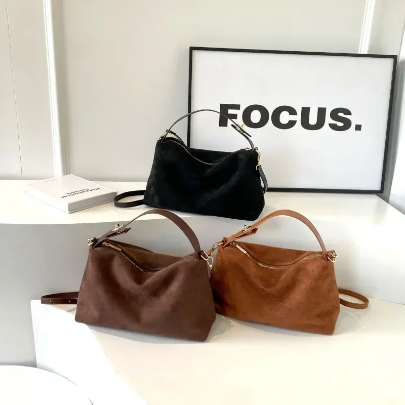 Zip Solid Sewing Thread High Capacity PU Shoulder Bags Bags for Women
