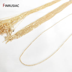 Real Gold Plated Thin Necklace Chain, 45cm Simple Trendy Adjustable Chain for DIY