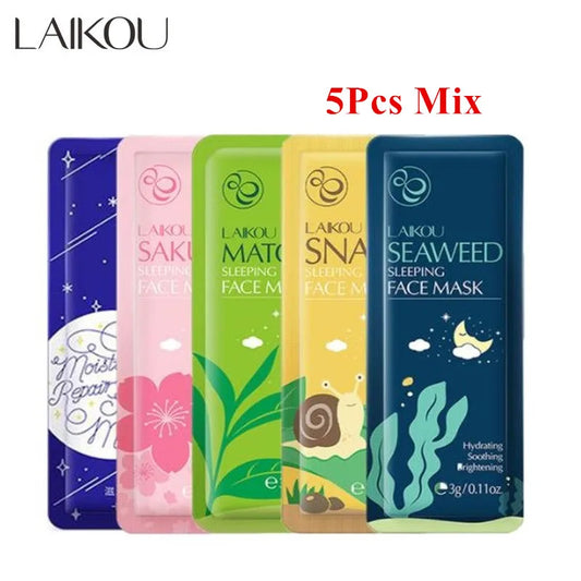 Sakura Seaweed Face Mask Skincare Centella Snail Collagen Facial Mask Sleeping Masks Beauty Korean Skin Care Products