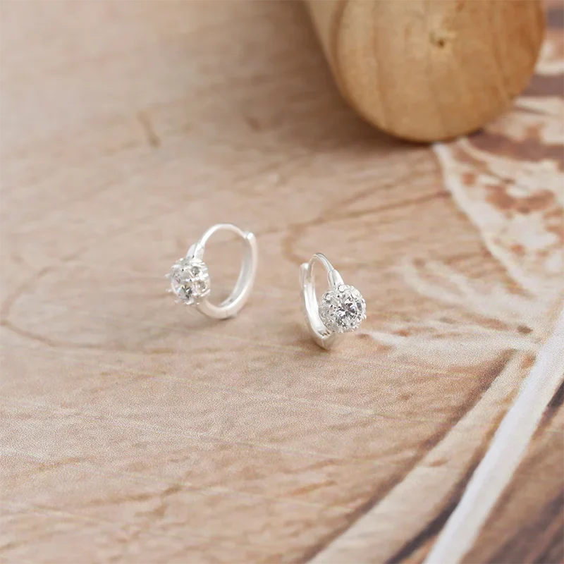 WANTME 925 Sterling Silver Luxury Shiny Zircon Huggies Hoop Earrings for Women Fashion Elegant Charms Wedding Party Jewelry Gift