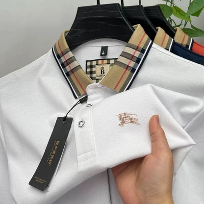 Designer fashion brand short sleeve polo shirt men summer new luxury exquisite embroidery high-end business casual Paul T-shirt