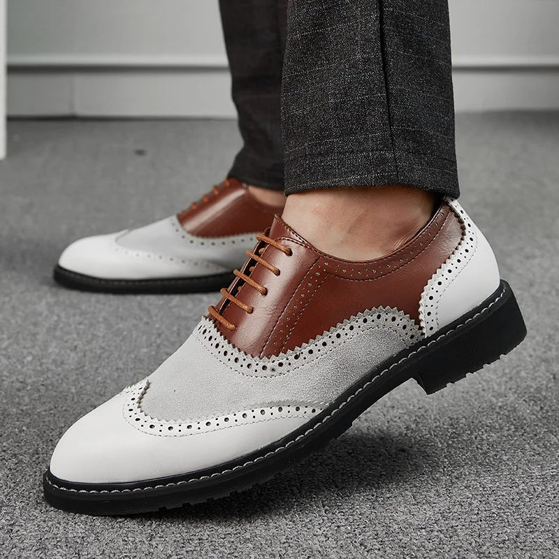 Golden Sapling Retro Brogue Shoes Men's Oxfords Elegant Dress Flats for Men Fashion Party Footwear Casual Business Formal Shoe