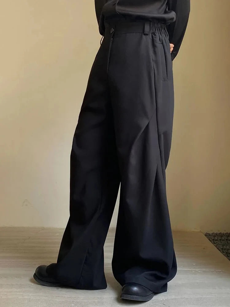 Stylish High Quality Pleated Design Elegant Men Baggy Wide Leg Trendy