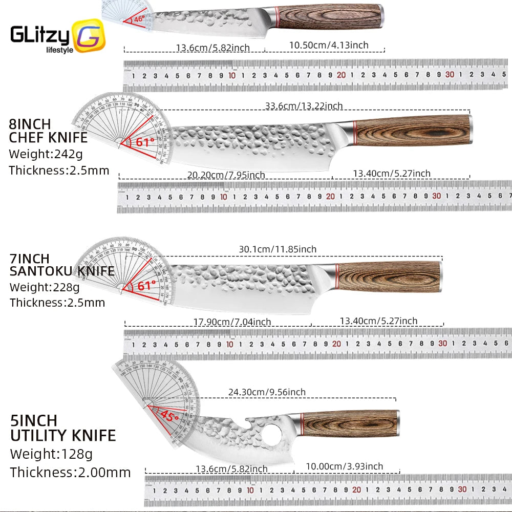 Kitchen Knife Stainless Steel Japanese Chef Knife Full Tang Forged Cleaver Butcher Knife