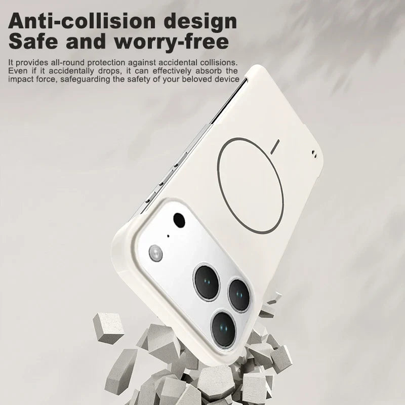 For iPhone 17 Magsafe Frameless Magnetic Wireless Charging Phone Case For iPhone 17 Air Pro Max Slim Hard Back Cover
