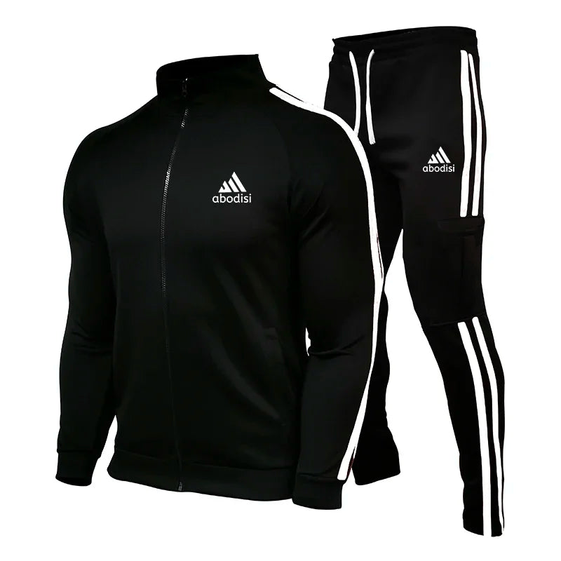 New Spring Fashion Casual Men Tracksuits Stripe Sportswear Men's Sets Jacket Casual Tracksuit Male Gyms Sweatshirt 2 Piece Set