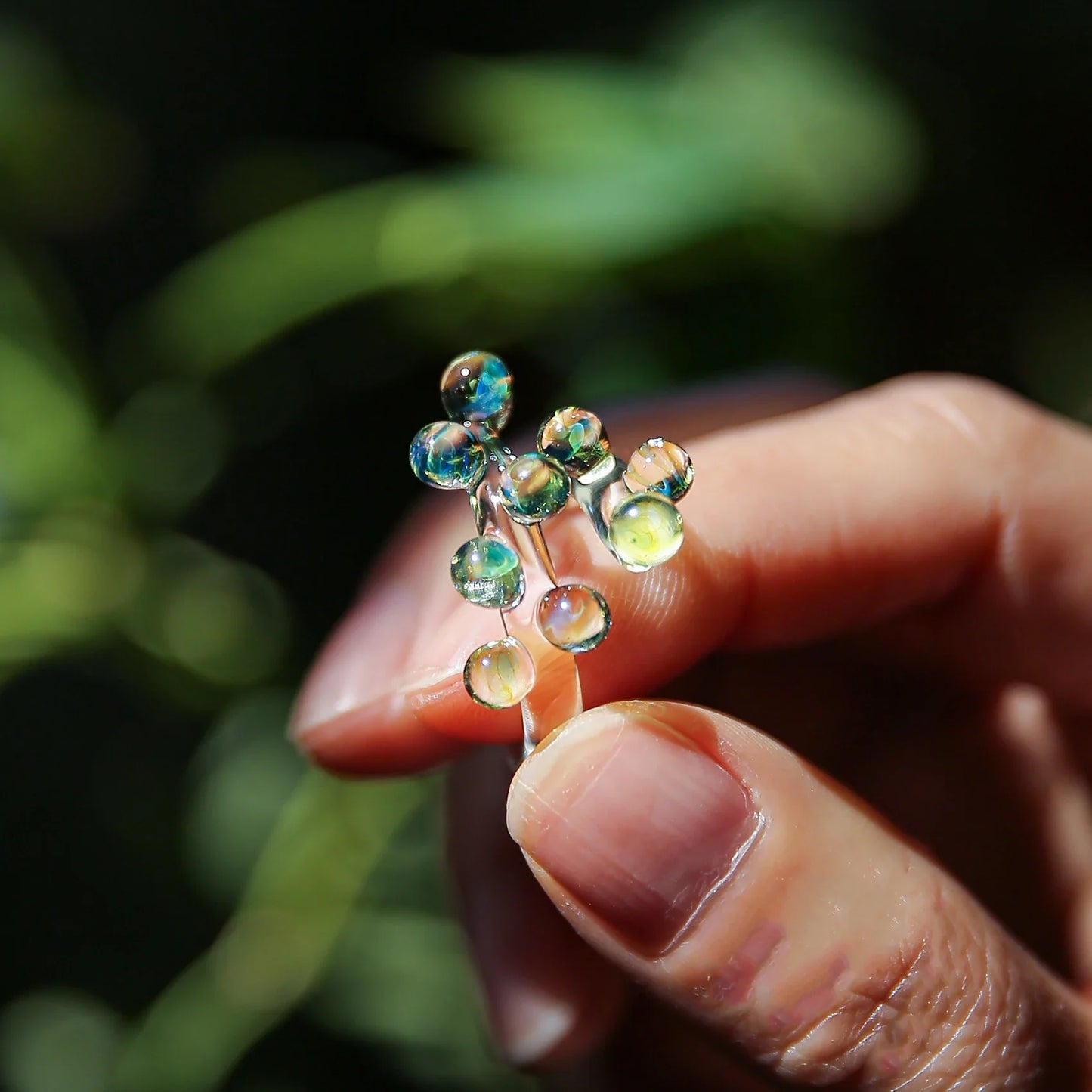 1pc Handcrafted Rainbow Glass Dewdrop Ring Colorful ball Ring Couple's Personalized High-end Round Ring Women Party Jewelry