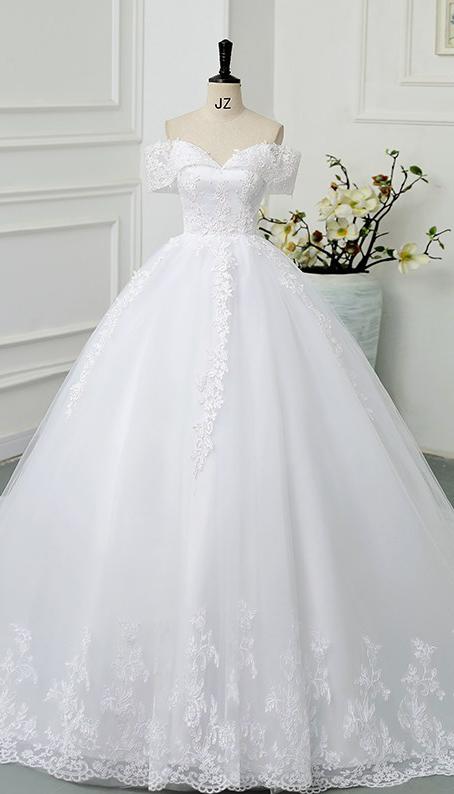 White Bridesmaid Dresses: Ball Gown Wedding Dresses Off The Shoulder Wedding Gowns