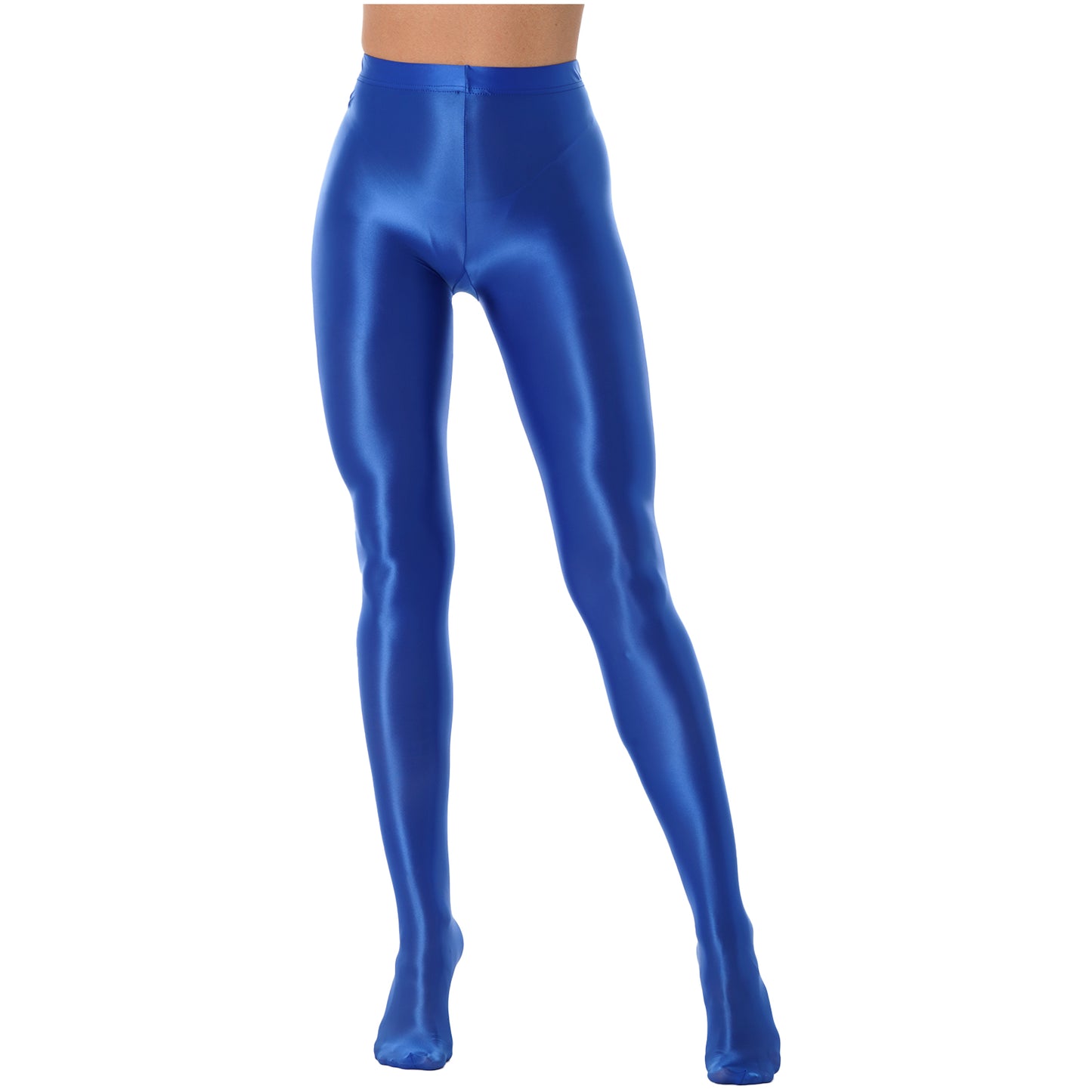 Women Glossy Solid Color Pantyhose High Waist Tights Stockings Footed Leggings