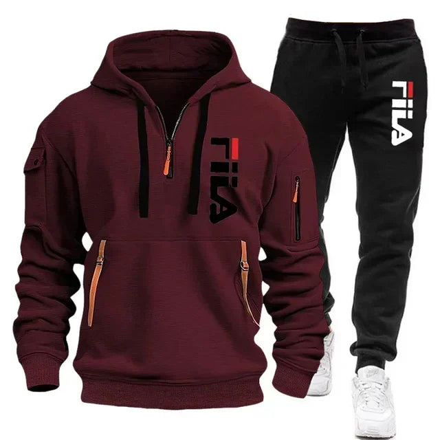 Two sets of 2025 new fashionable men's sportswear, a zippered hooded sweatshirt and sweatpants, for casual fitness and jogging