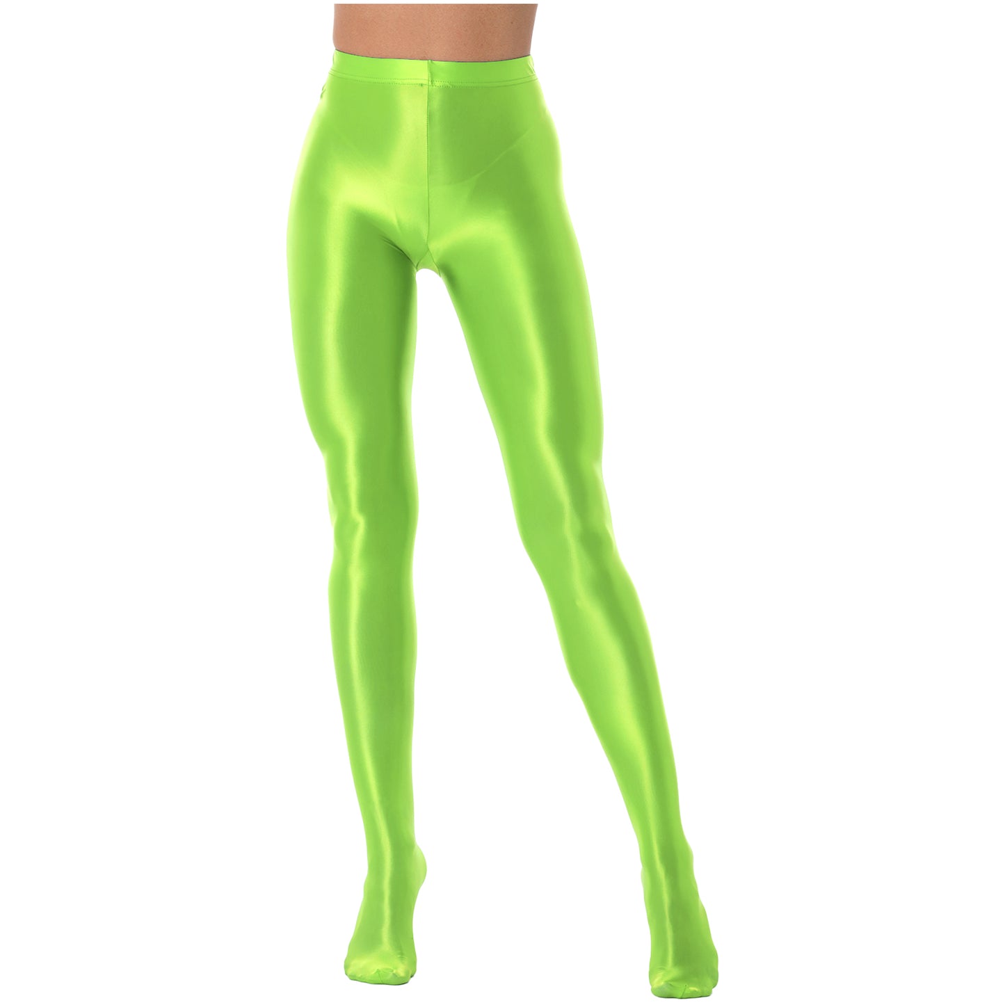 Women Glossy Solid Color Pantyhose High Waist Tights Stockings Footed Leggings