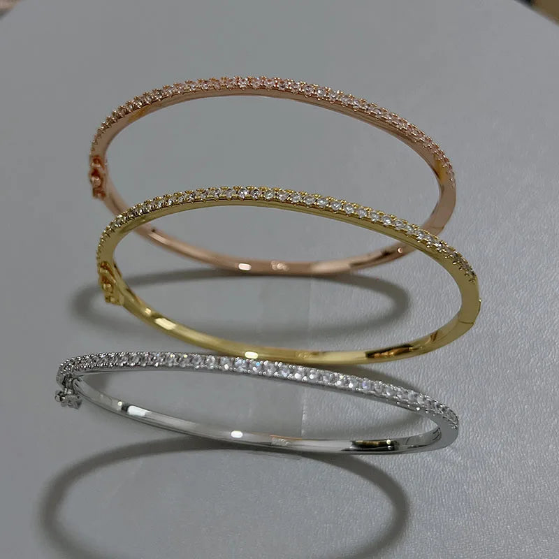 Top Quality Fashion Lovely Bangle Pure Sterling 925 Silver Jewelry For Women Design Bangle Cute Diamond Party Gift Jewelry Size6