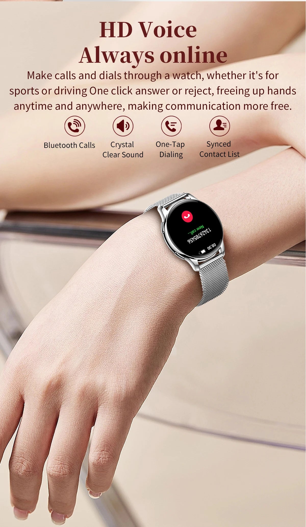 New Original Smartwatch HD 466*466 Always Show Time 1.32 AMOLED Display Call Reminder Gift Ultra Thin Women SmartWatch for Women
