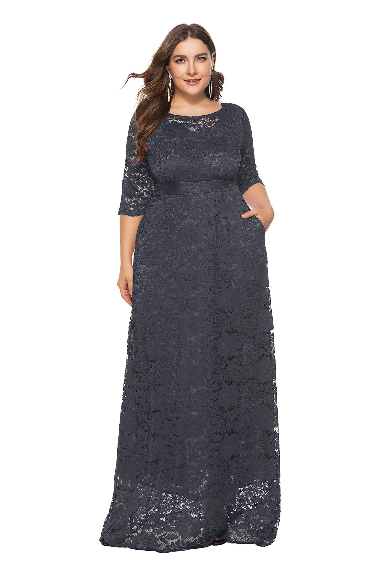 XL-6XL Plus Size African Dresses for Women Elegant African O-neck Lace Wedding Party Evening Maxi Dress Dashiki Africa Clothing