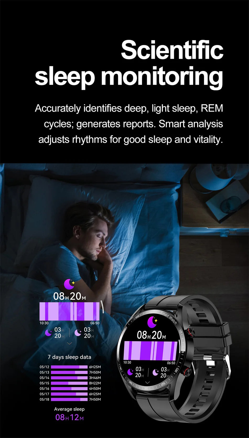 ChiBear New 1.53inch Bluetooth Call Smart Watch Men Multi-Sport Mode Heart Rate Health Monitoring Waterproof Business Smartwatch