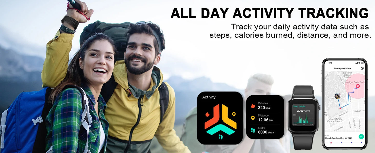 Smart Watch, 1.85" Smartwatch (Answer/Make Call), IP68 Waterproof Fitness Tracker, 100+ Sport Modes, Heart Rate and Sleep Monito