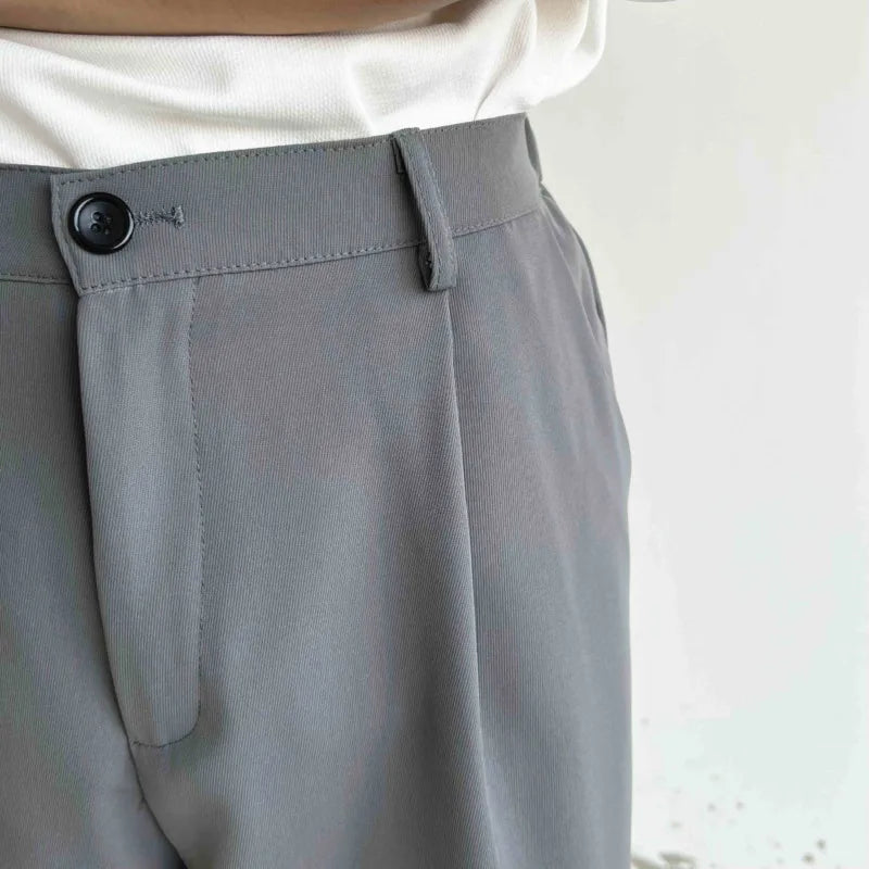 Men Fashion Social Mens Dress Pants Korean Loose Straight Wide Leg Pants Mens