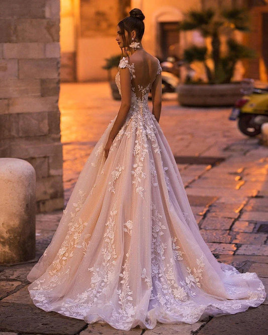 Wedding Dresses For Women Off The Shoulder Backless Lace Appliques