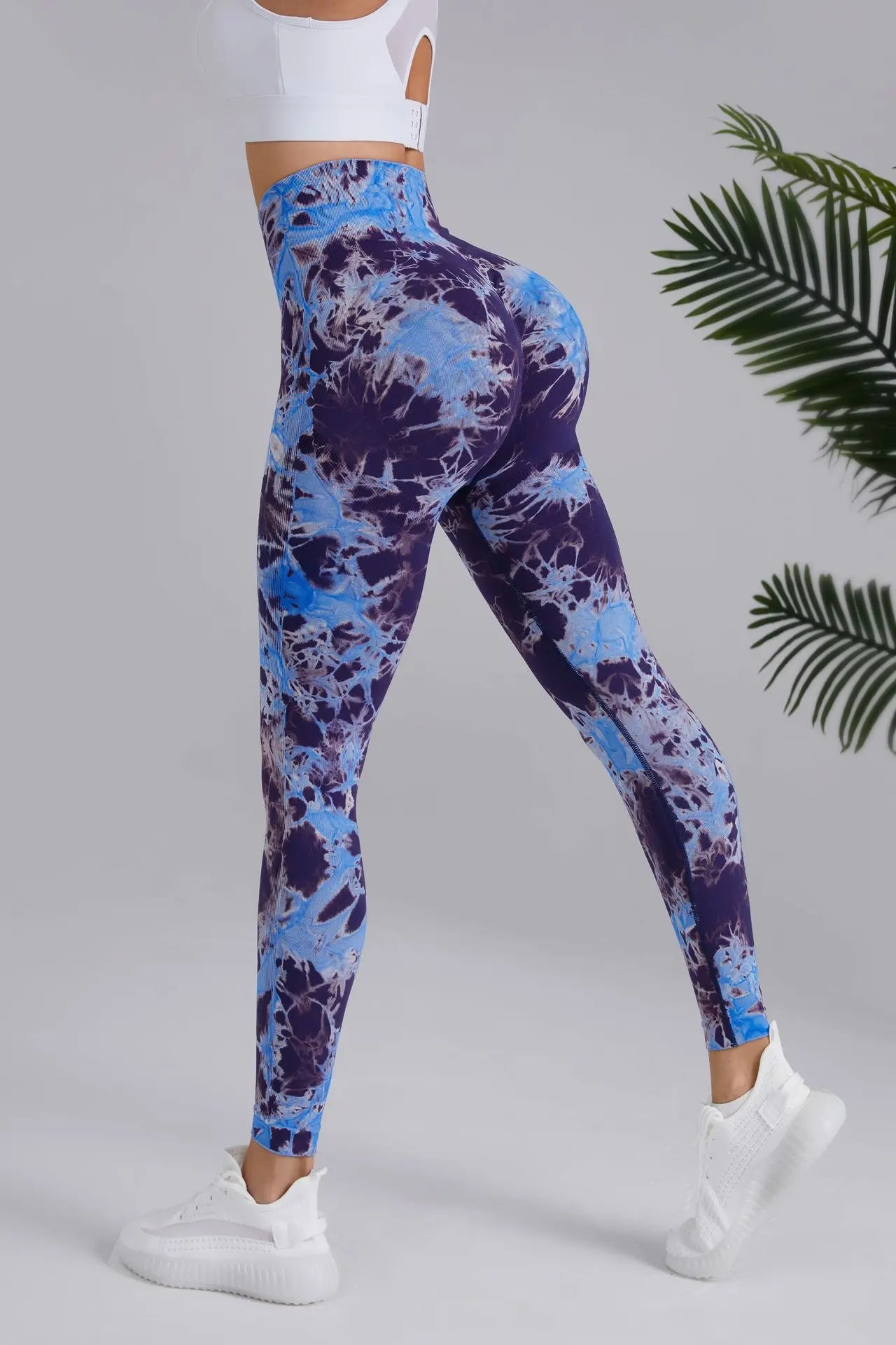 Seamless Peach Yoga Pants Women's Dual Color Tie Dye Tie Float High Waist Sports