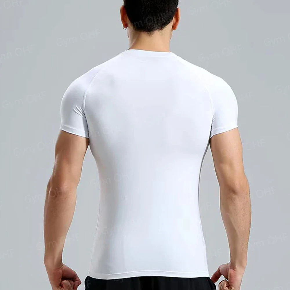 Funny Face 2 in 1 Shorts T Shirt Suits Men's Fitness Breathable Second Skin Compression Shirts Sets Gym Double Deck Shorts