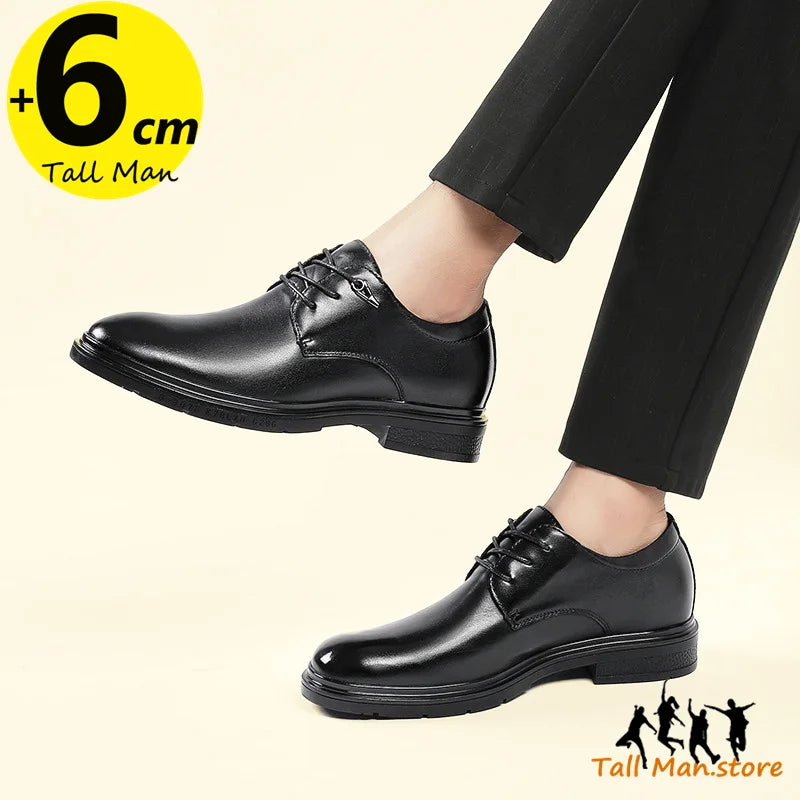 Wedding Men Leather Shoes Business Party  Elevator  Height Increase Insole 6CM Lift Man Formal  Dress Office Daily