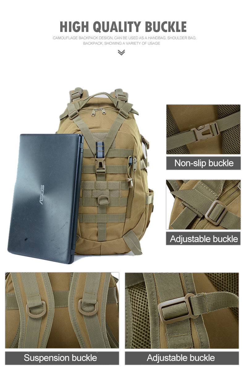 40L Tactical Backpack for Men Camping Hiking Backpacks Reflective Outdoor Travel Bags Survival Molle Climbing Rucksack Bag