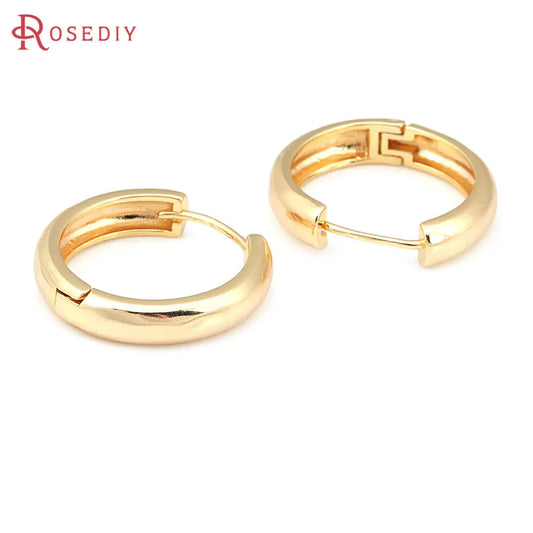 6PCS 14MM 16MM 18MM 23MM 25MM 30MM 18K Gold Color Brass Round Circle Loop Earrings Hoops Jewelry Making Supplies Accessories