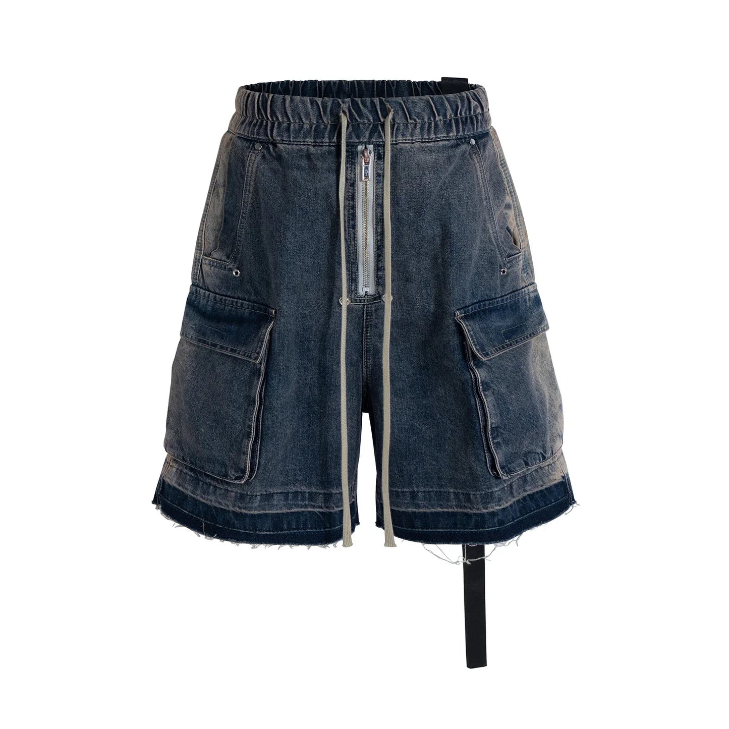Gothic street jeans with multiple pockets men's shorts wide-legged loose nine-quarter pants knee-length pants loose casual pants