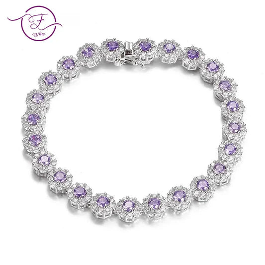 Shining Tennis Bracelet for Women S925 Silver Plated Cubic Zirconia Crystal Bangle Elegant Exquisite Jewelry Wedding Gift FCGJHW