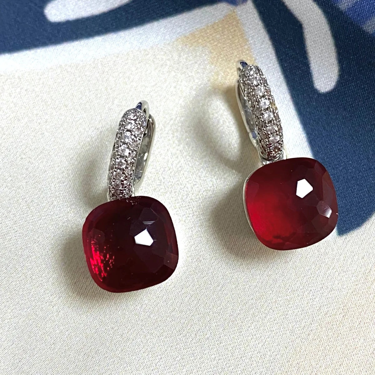 Classic Candy Color Earrings Inlay Transparent Zircon 27Colors Crystal Earrings Platinum Plated Fashion Jewelry For Women