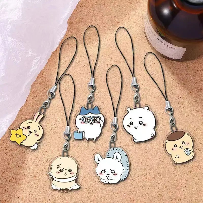 ChiIkawaS Mobile Phone Chain ハチワレ Hachiware うさぎ USAGI ちい/.かわ Mobile Phone Pendant Chain Cute Cartoon Character Small Gift