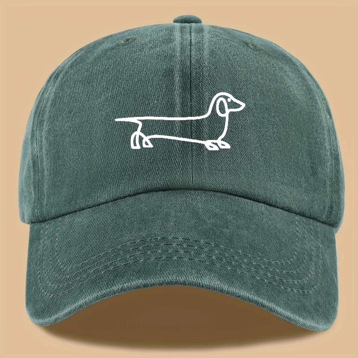 Simple dog print baseball cap, versatile for both men and women, suitable for outdoor travel as a hat for pet enthusiasts