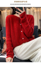 Wool Cardigan Womens Clothing O-neck Sweater Mujer Long Sleeve Tops Knitwears