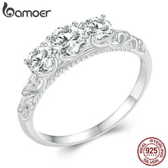 Round Moissanite Ring for Women, White Gold Plated D Color