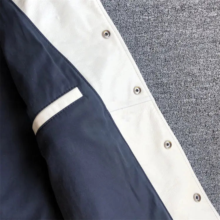 Men's spring and autumn baseball uniform Y2K retro trend leather jacket heavy