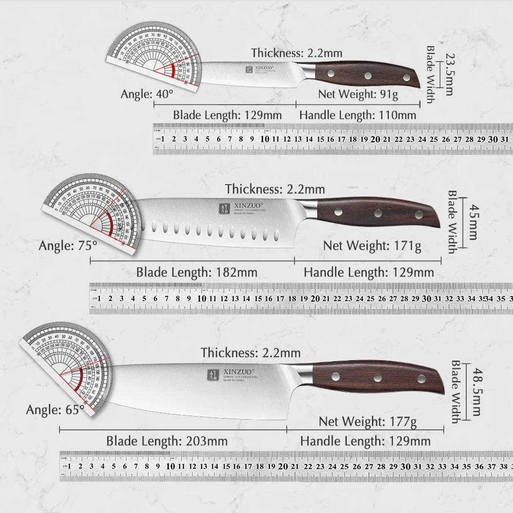 Professional Full 7 PCS Knife Set German 1.4116 Stainless Steel Kitchen Knives Sets