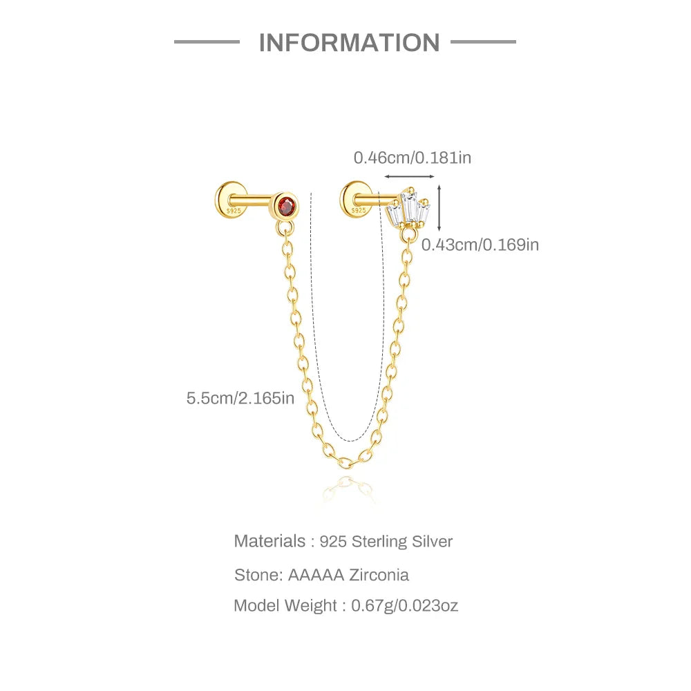 CANNER 1PC 925 Sterling Silver Horse Eye Chain Tassel Zircon Drop Earrings For Women Ins Minimalism Geometric Earrings Gift