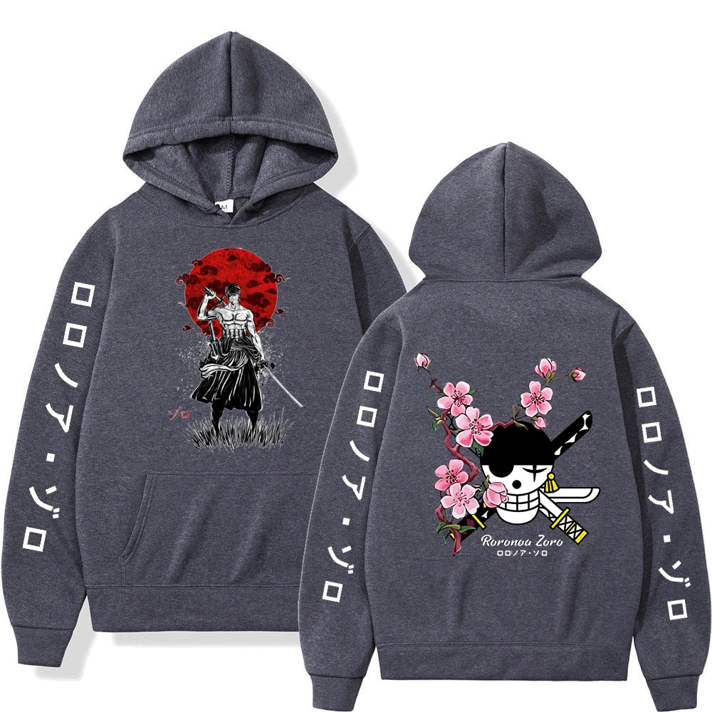 Japanese Anime One Piece Luffy Roronoa Zoro Sanji Harajuku Hoodies Men's Women