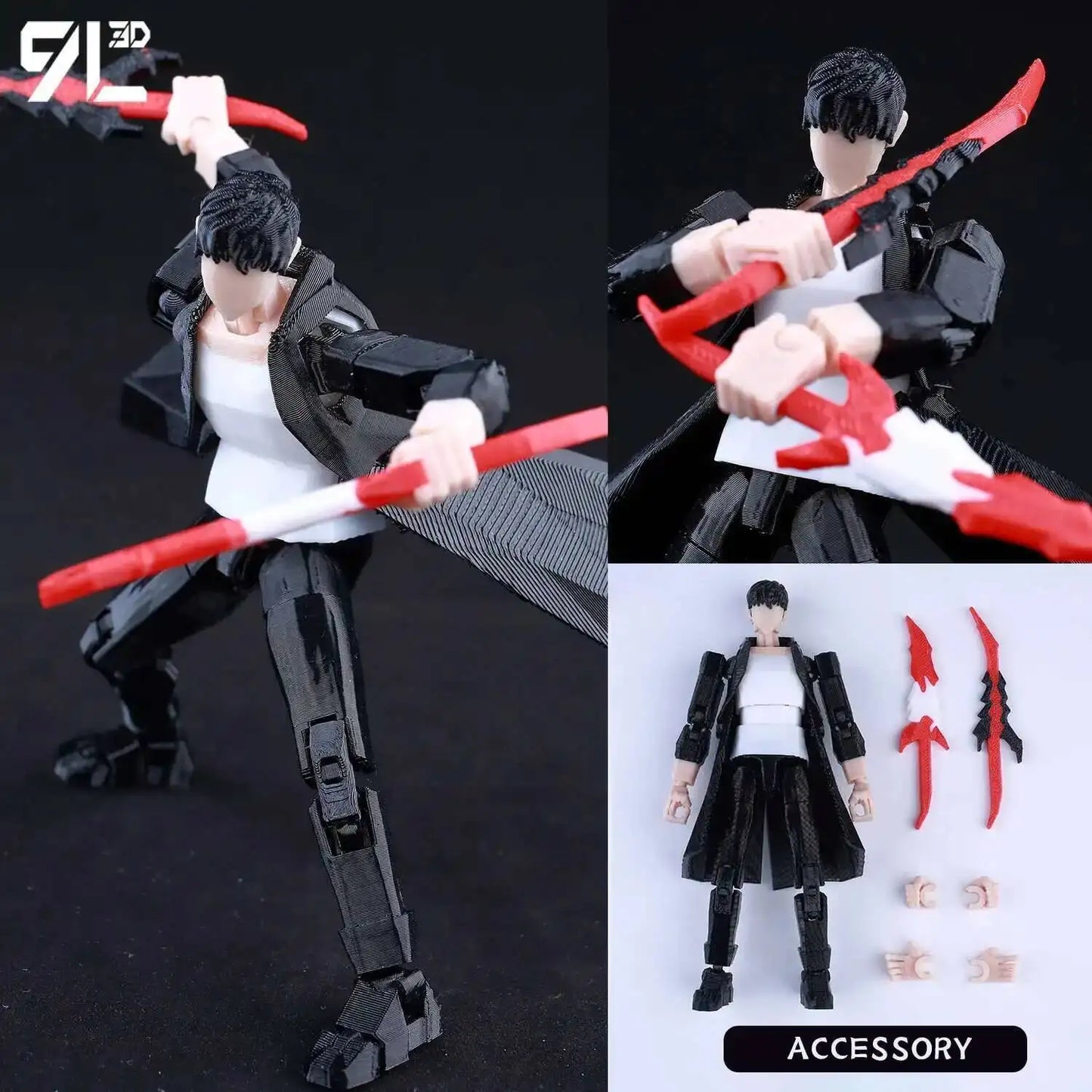 9L3D Printed Demon Slayer AKAZA Tanjiro Kamado Lucky Dummy 13 Movable Shapeshift Action Figures Mannequin Toys for Anime Fans