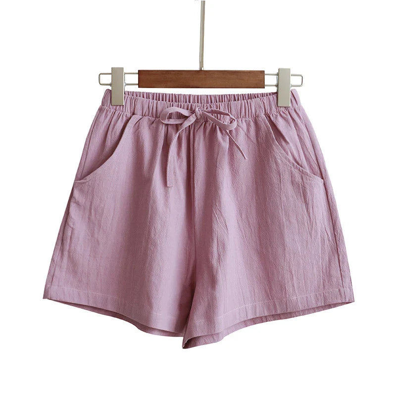 Summer Women Cotton Linen Shorts High Waist Shorts Short Pants Women Fashion Casual Sports Shorts Female S-3XL