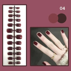 24pcs Gold Sun/Moon/Star Nude Press On Fake Nails Tips Without Glue Butterfly Abstract Women Design False Nails Manicure