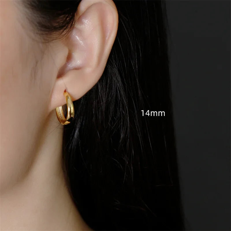 WANTME 925 Sterling Silver Simple Statement Matte Large Huggies Hoop Earrings for Men Women Fine Gothic Punk Charms S925 Jewelry