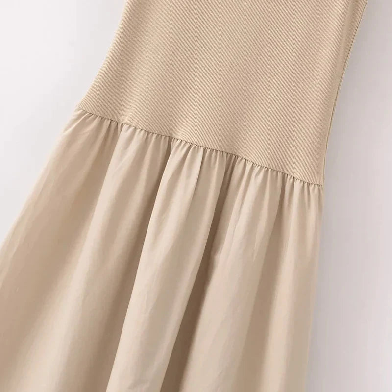 HXAO Women's Black Long Dresses 2025 Spring Sleeveless Elegant Dresses Fashion Casual Vintage Party Khaki Dresses Vestidos