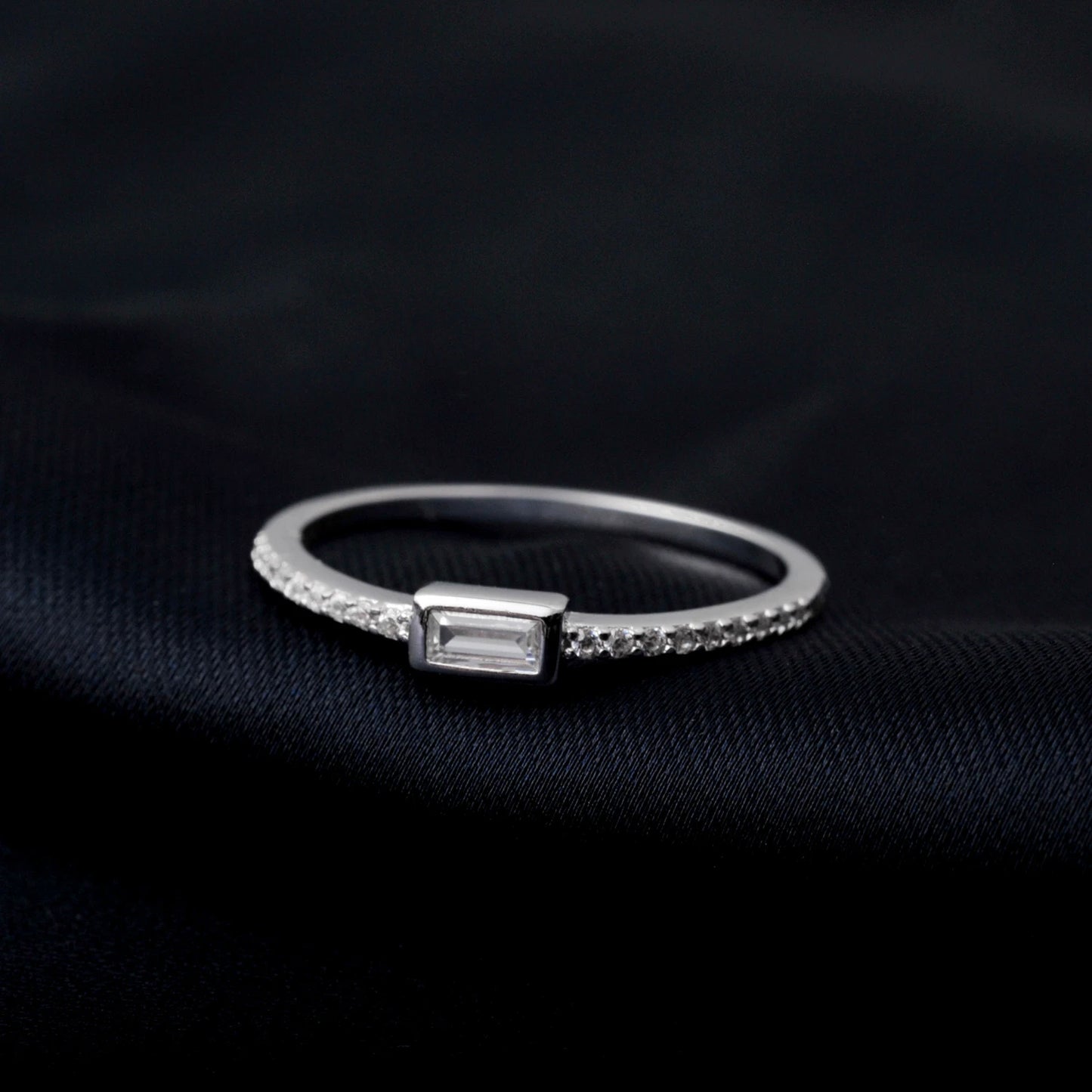 4 Pcs 925 Sterling Silver Wedding Band Solitaire Eternity Stacking Rings for Women