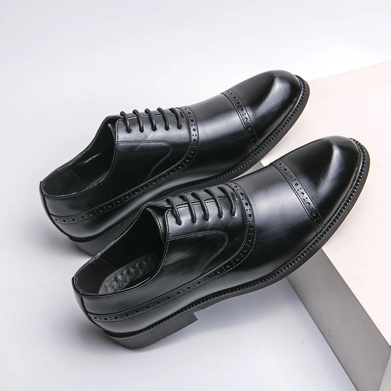 Luxury Business Leather Shoes Men Breathable Rubber Formal Dress Shoes Male Office Oxford Wedding Flats Footwear Mocassin Homme