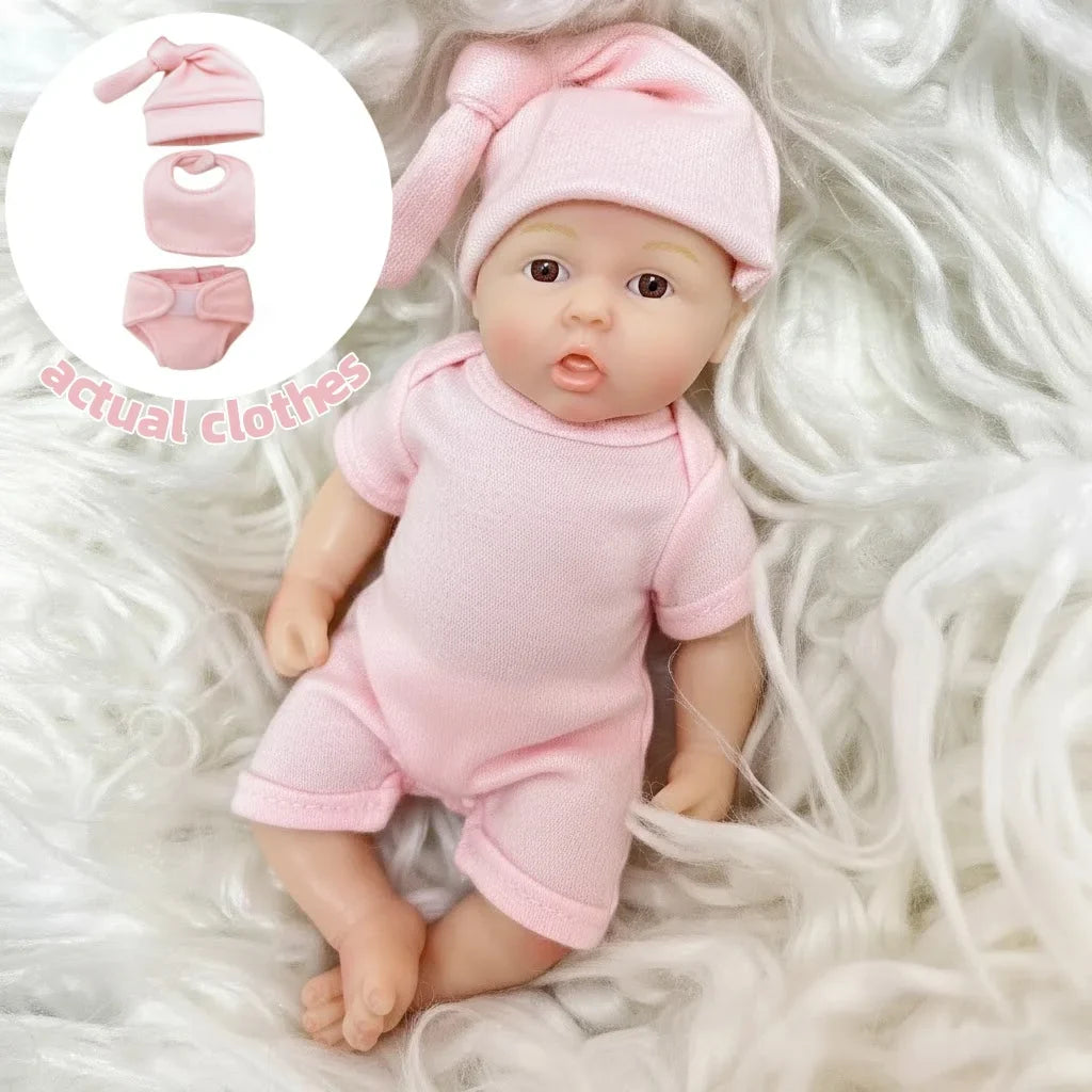 6Inch /15CM Mini Adorable Whole Solid Silicone Reborn Doll Painted Realistic Handmade Reborn Dolls For Kid's Gift Bebê Reborn