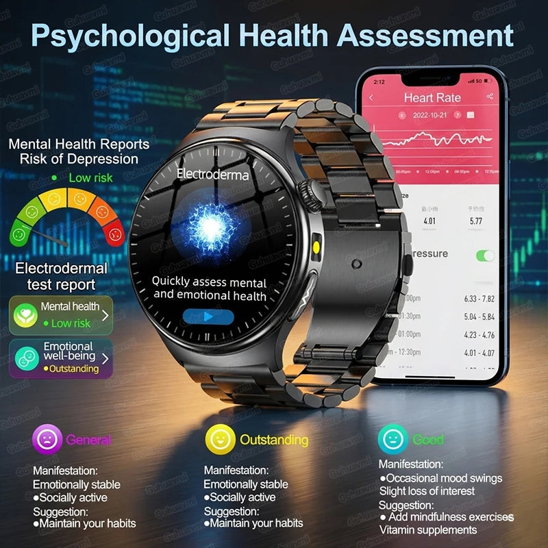 New Upgraded Health Monitoring Uric Acid Blood Pressure Blood Oxygen Heart Health Check Smart Watch ECG smart watches Man 2025